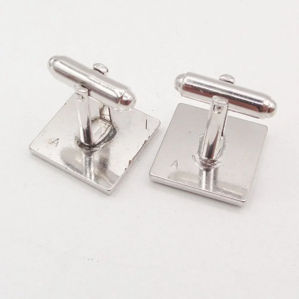 Vintage Anson Silver Tone Square Cufflinks Starburst Clear Rhinestone Atomic MCM